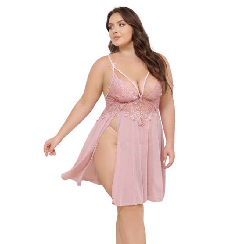 Antonia Babydoll de Encaje Rosa XL